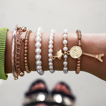 5pcs/lot Bohemian Mixed Golden Shell Starfish Bracelet Women Summer Beach Casual Jewelry Accessories Friendship Gift daiiibabyyy